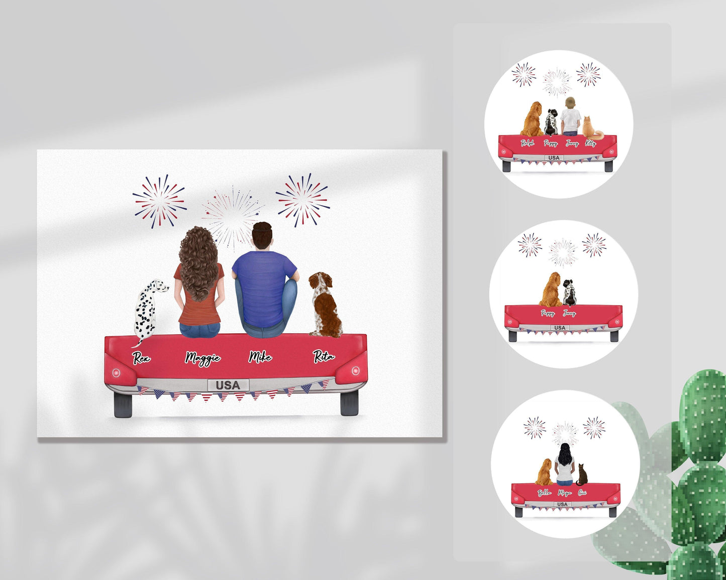 4th of July Personalized Pet & Owner Wrapped Canvas