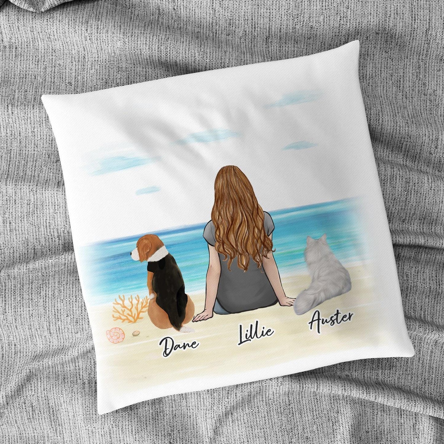 Beach Sand Personalized Pet & Owner Pillow