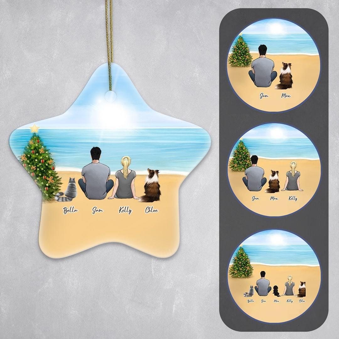 Christmas Beach Star Ornament - Personalized Pet & Owner