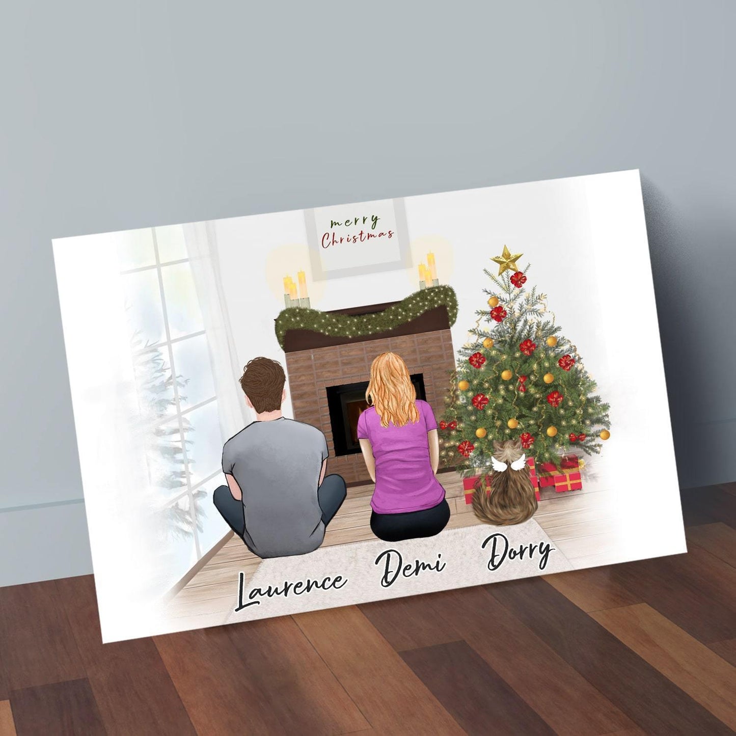 Christmas Scene Personalized Pet & Owner Wrapped Canvas