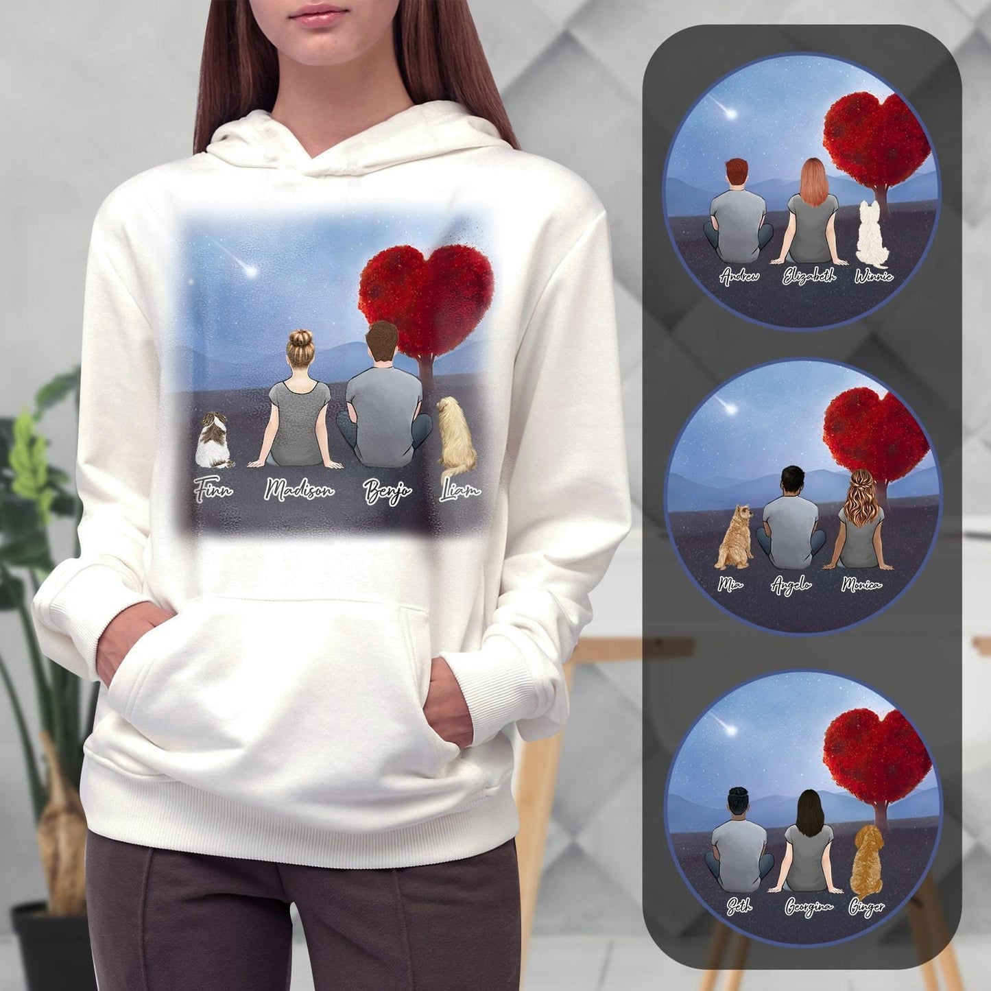 Heart Tree Personalized Pet & Owner Hoodies