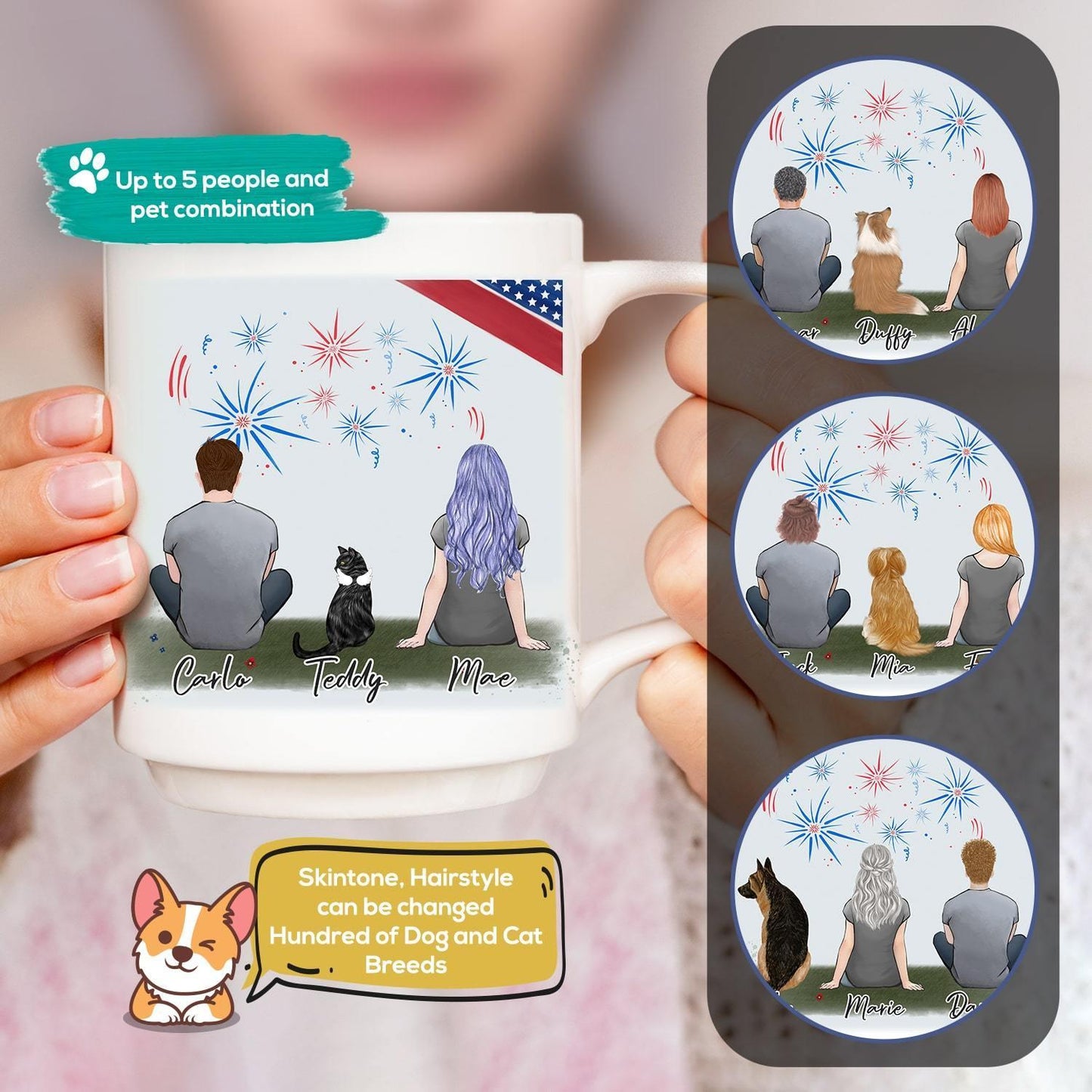July 4th Personalized Pet & Owner Coffee Mug