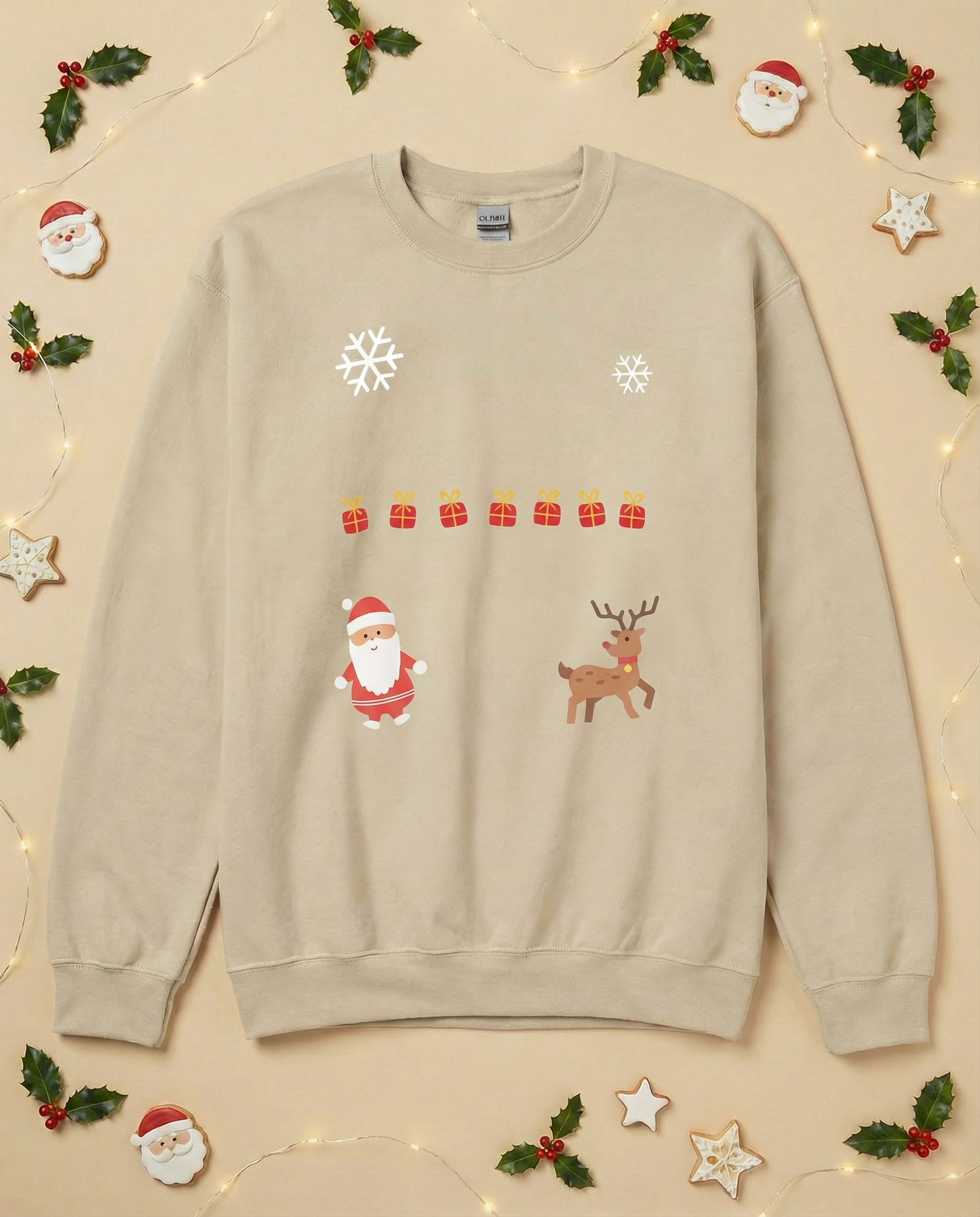 Custom Pet Holiday Sweatshirt - Santa Friends for Dark Colored Shirts