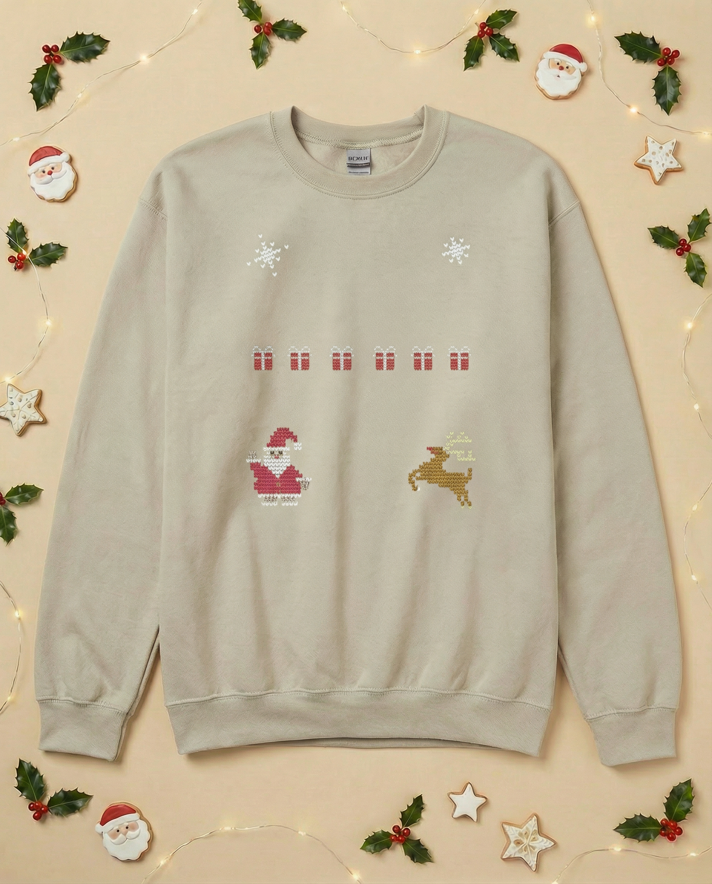 Custom Pet Holiday Sweatshirt - Santa Friends Knitted