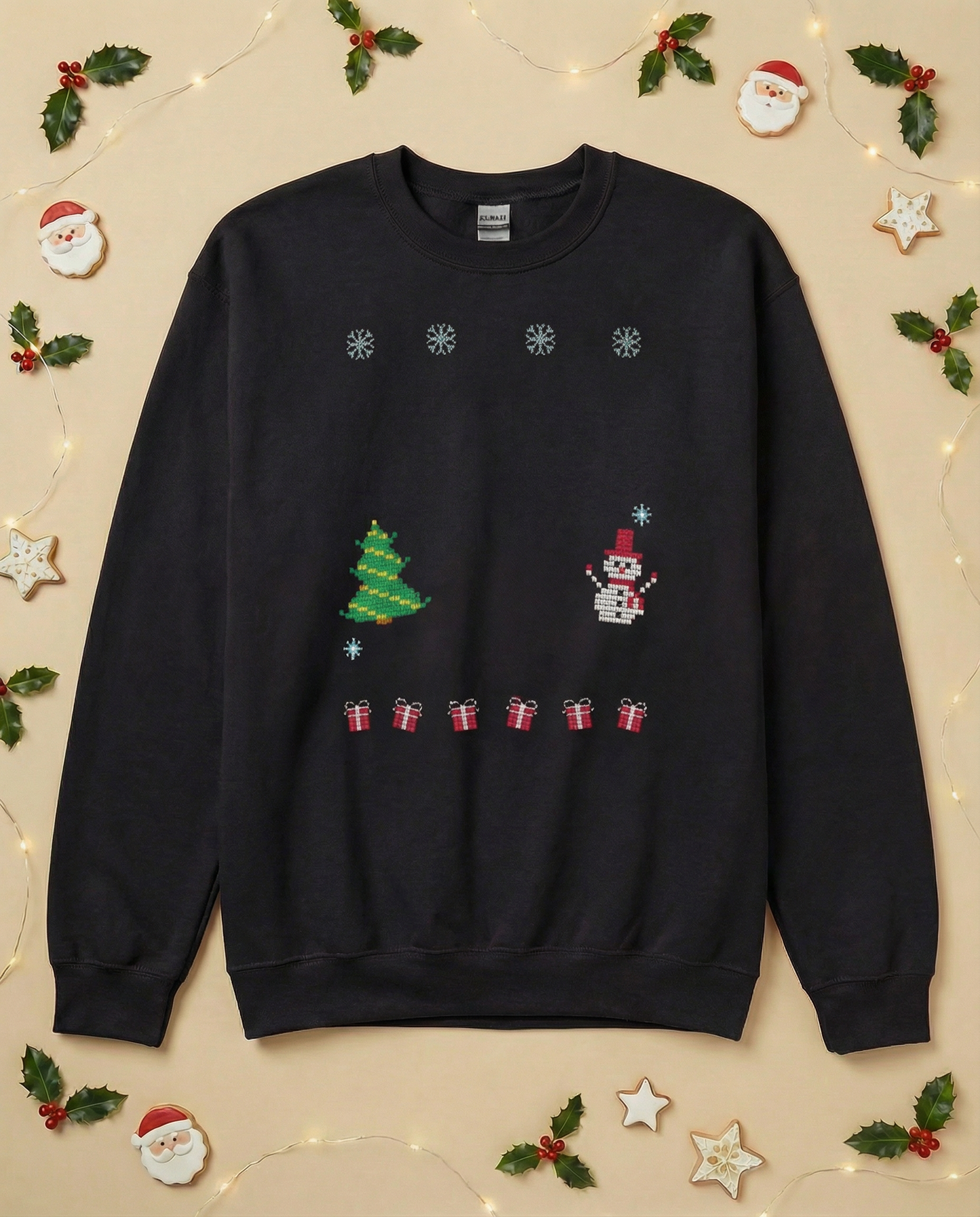 Custom Pet Holiday Sweatshirt - Xmas Tree Friends Knitted
