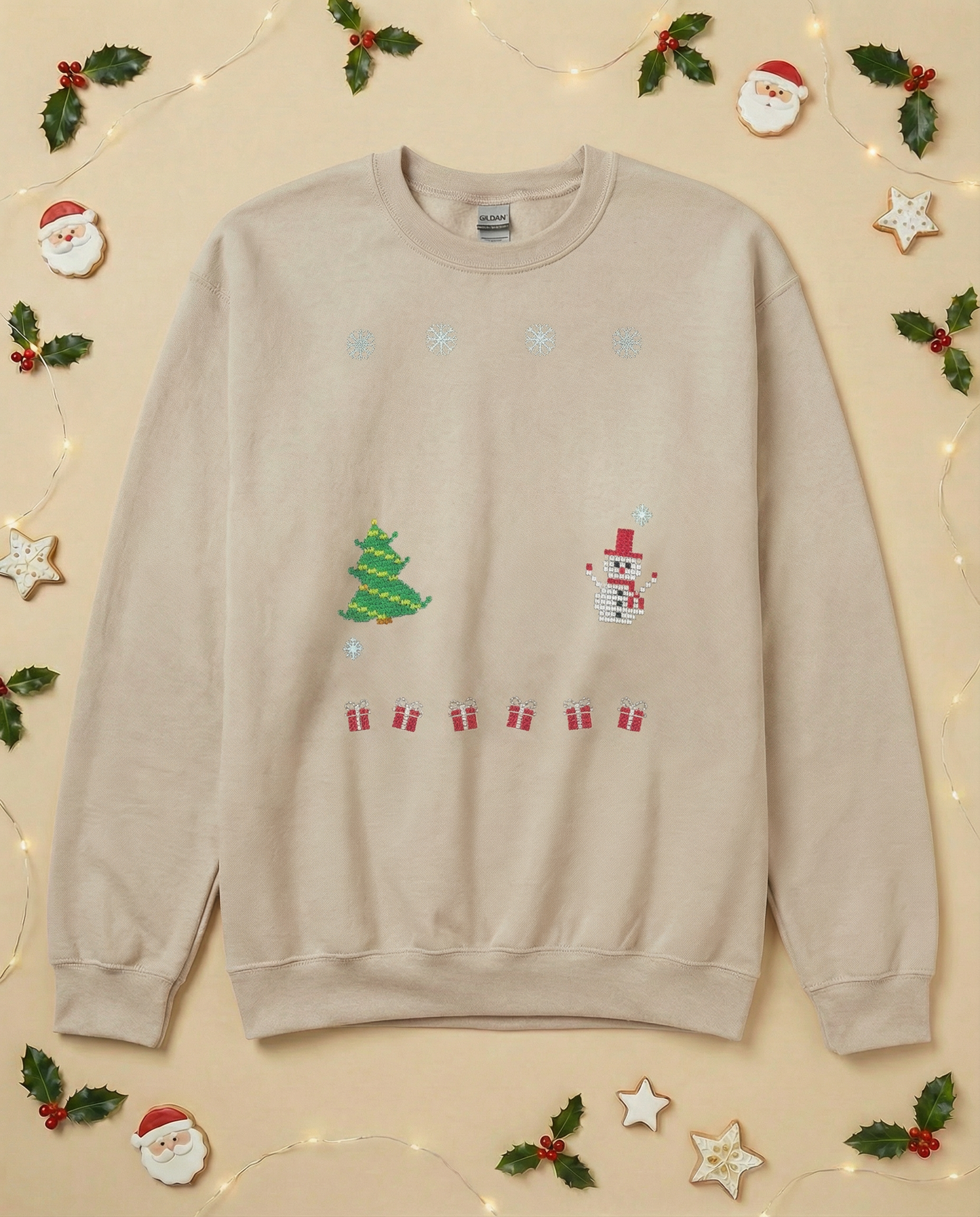 Custom Pet Holiday Sweatshirt - Xmas Tree Friends Knitted