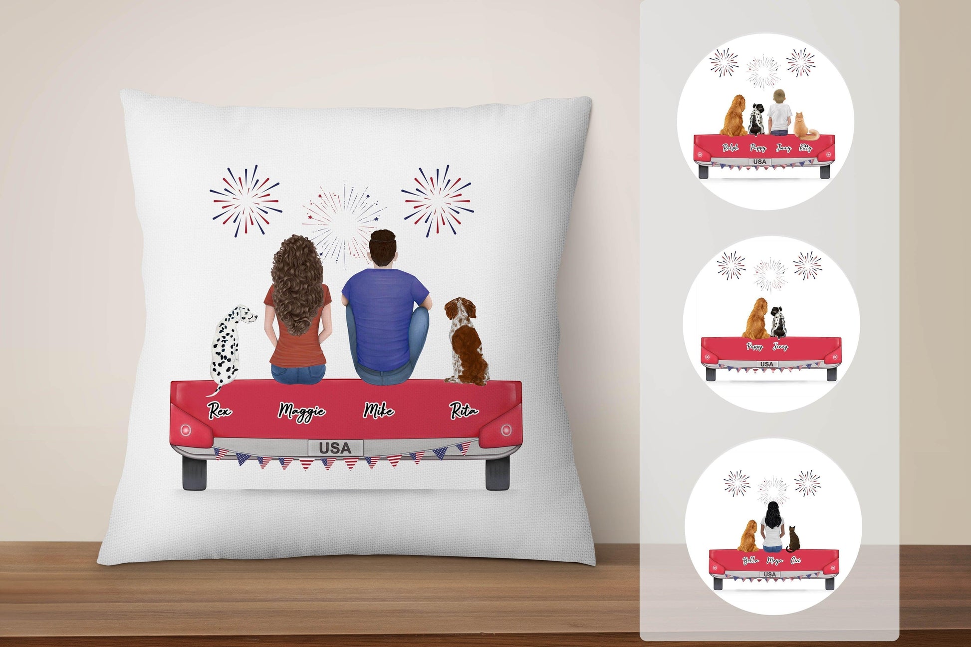 4th of  July Personalized Pet & Owner Pillow