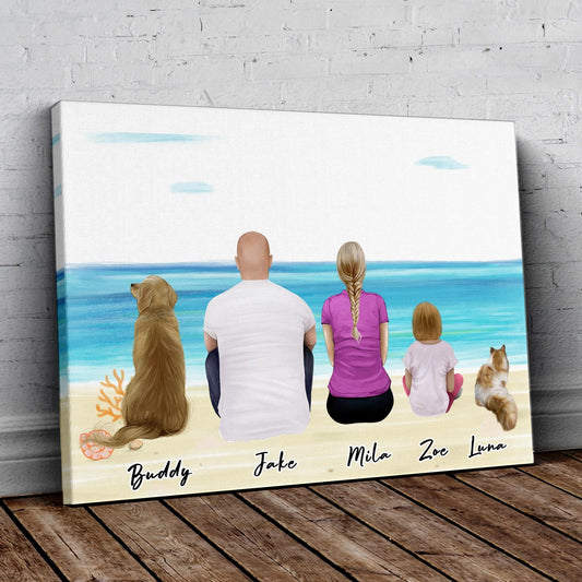 Beach Sand Personalized Family Wrapped Canvas