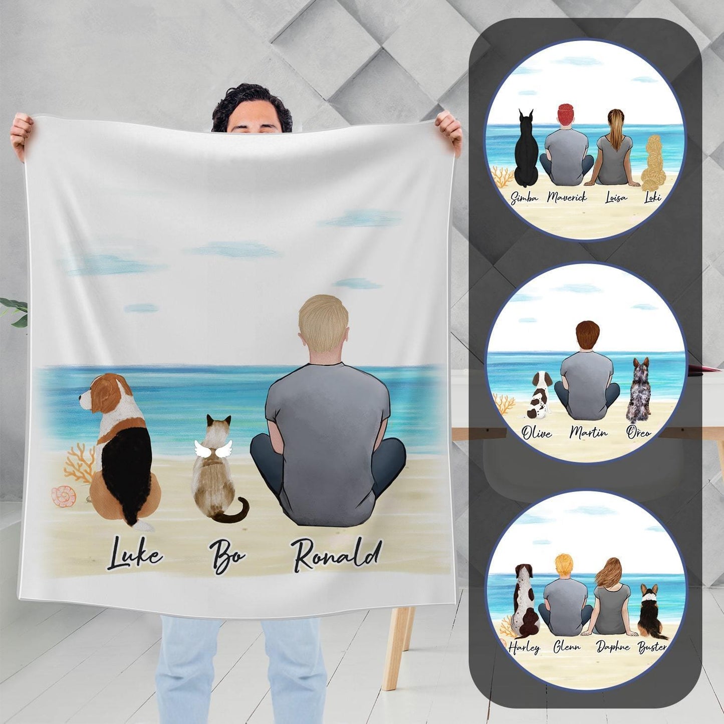 Beach Sand Personalized Pet & Owner Blanket - Custom Printed