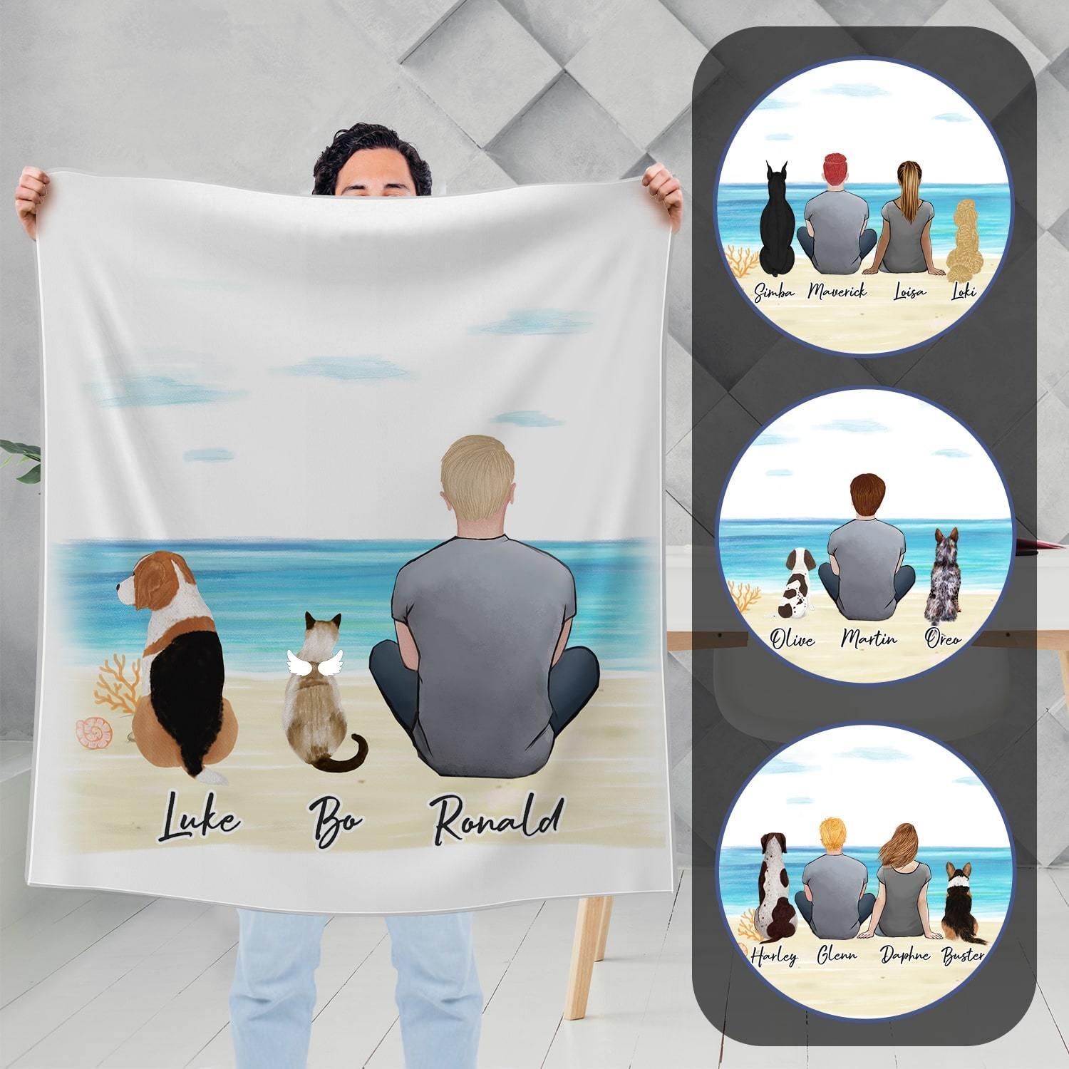 Beach Sand Personalized Pet & Owner Blanket - Custom Printed