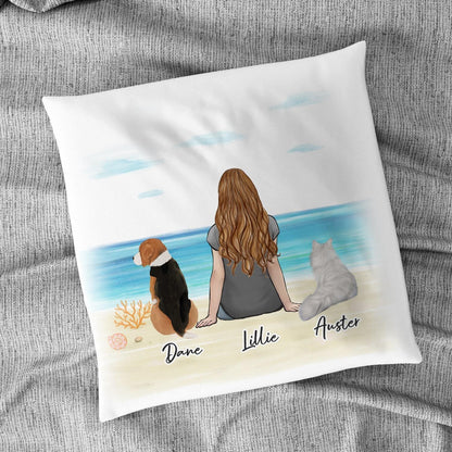 Beach Sand Personalized Pet & Owner Pillow