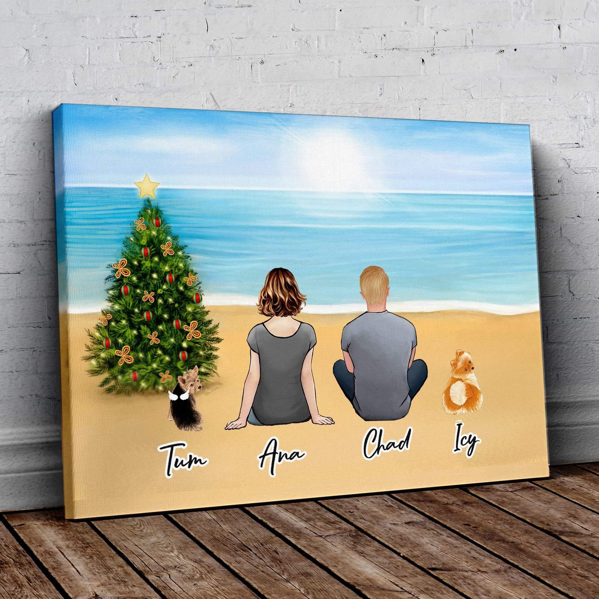 Christmas Beach Personalized Pet & Owner Wrapped Canvas