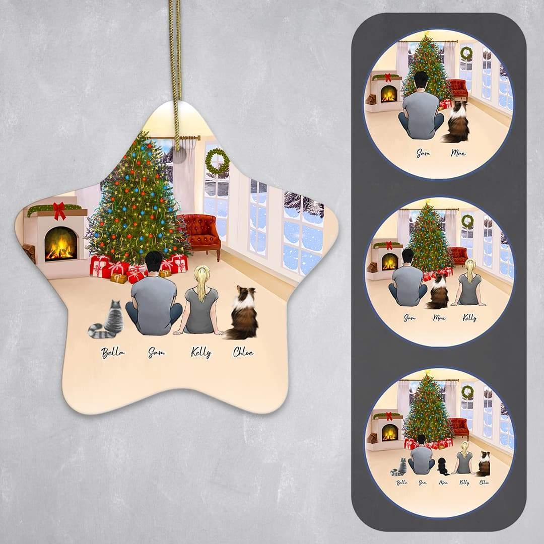 Christmas Living Room Star Ornament - Personalized Pet & Owner Backyard