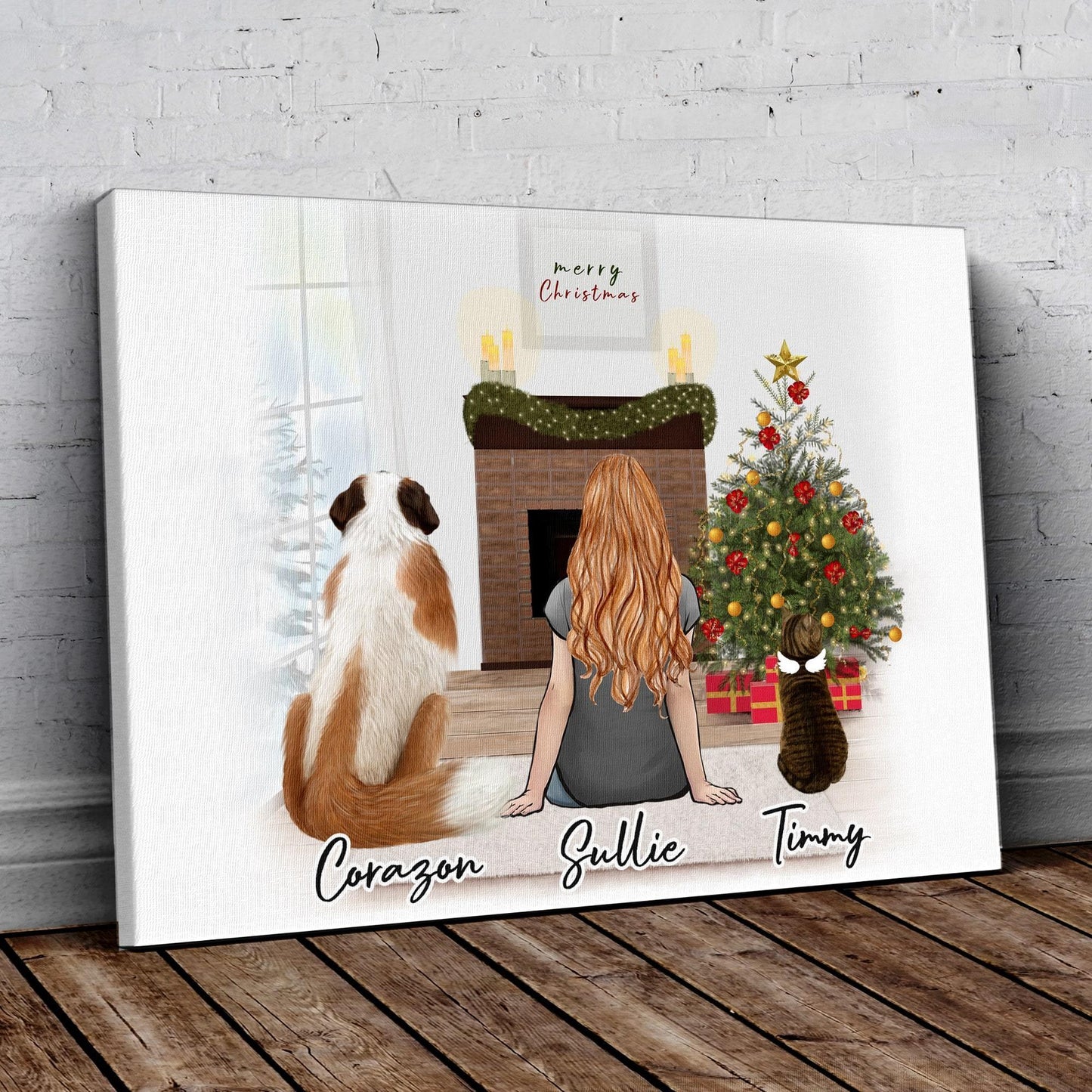 Christmas Scene Personalized Pet & Owner Wrapped Canvas