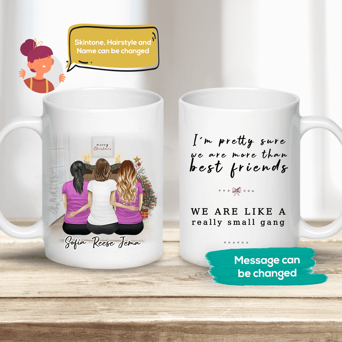 Christmas Scene Personalized Sister Best Friend Coffee Mug