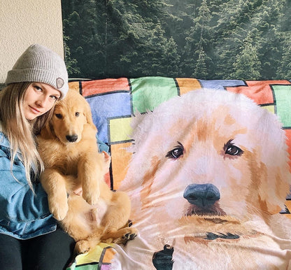 Personalized Pet Photo Blanket - Create Your Own Custom Fleece Design with Live Preview & Editor