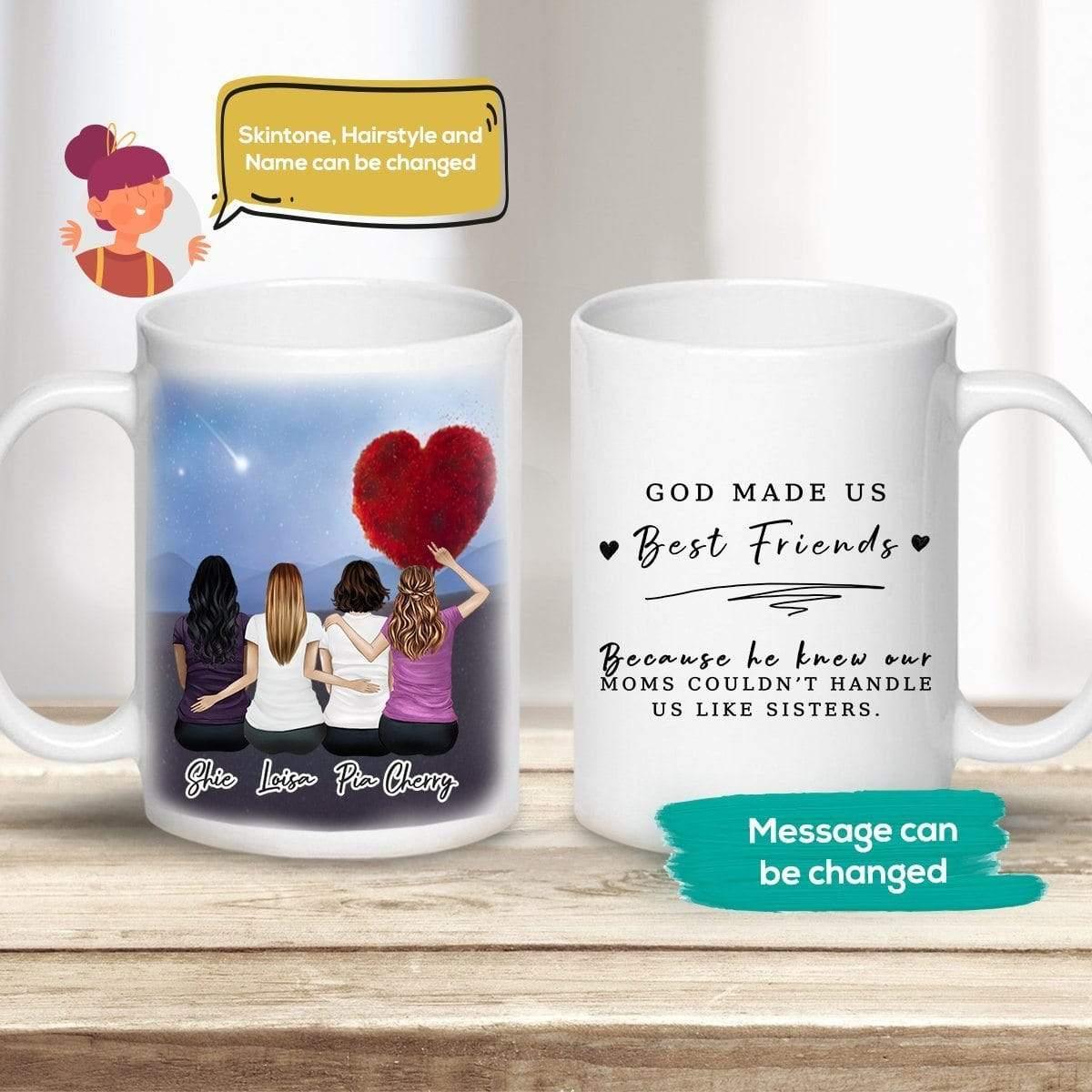 Heart Tree Personalized Best Friend Sister Coffee Mug