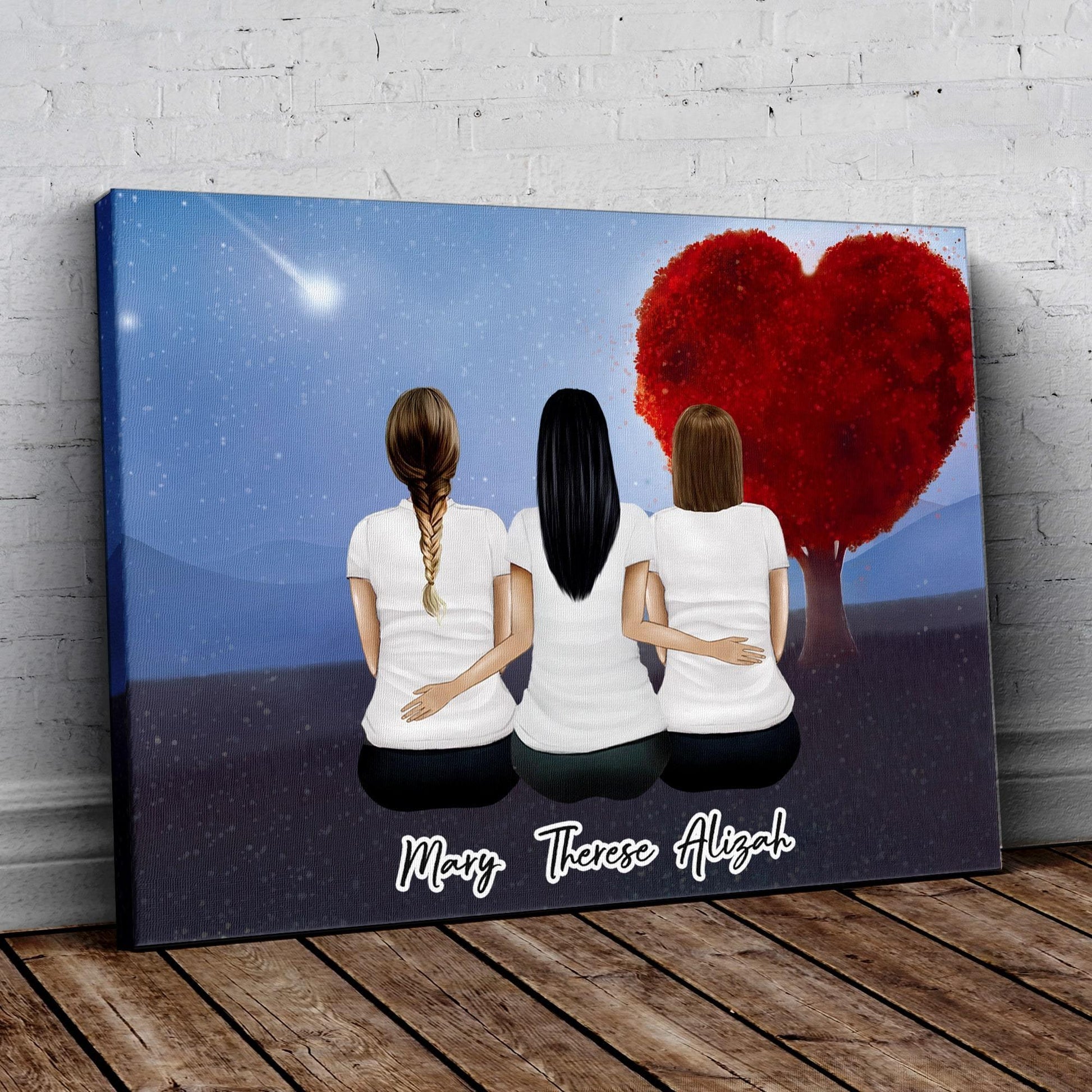 Heart Tree Personalized Best Friend Wrapped Canvas