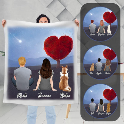 Heart Tree Personalized Pet & Owner Blanket - Custom Printed