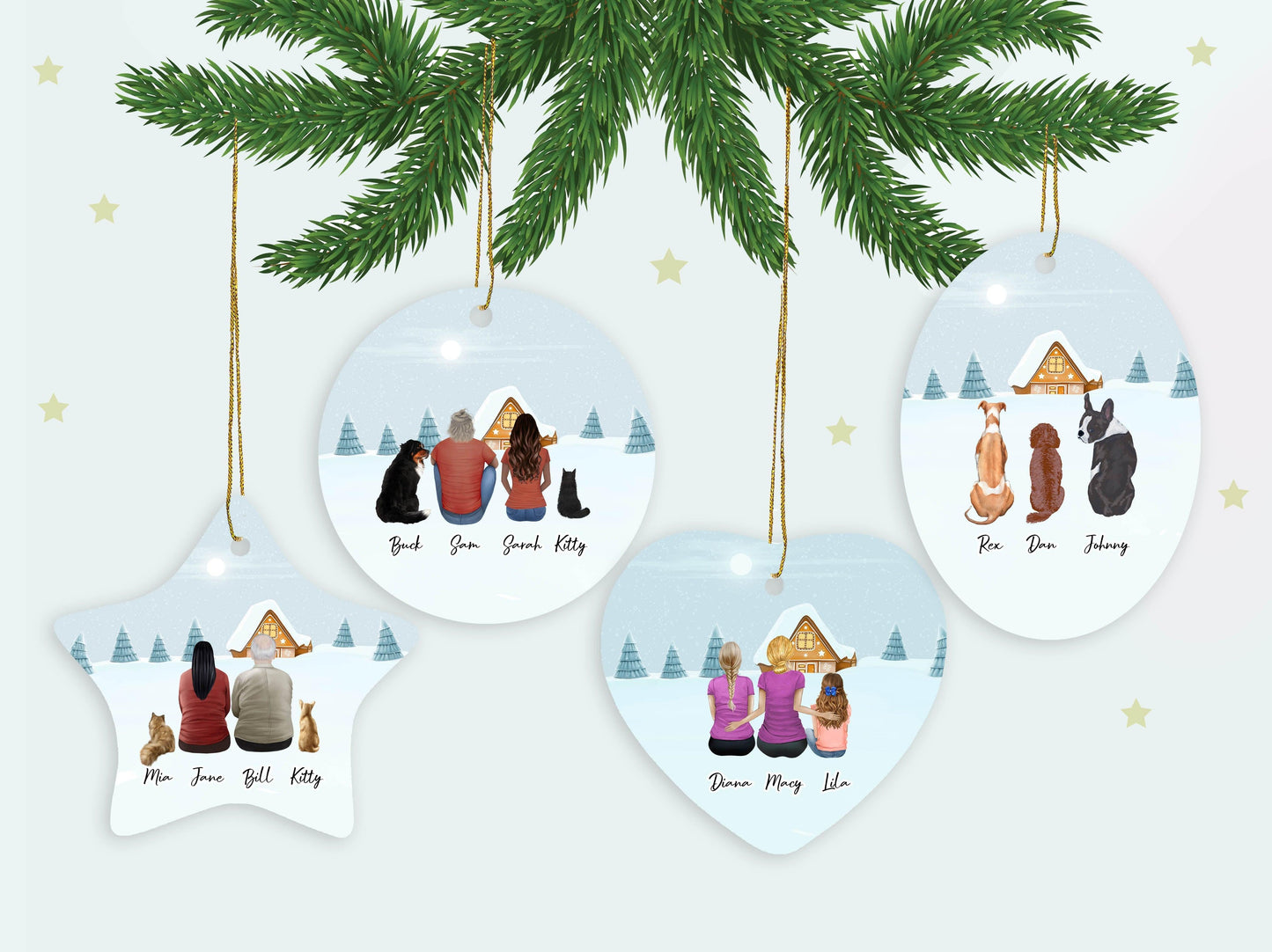 Holiday Oval Ornament - Pet & Owner Personalized