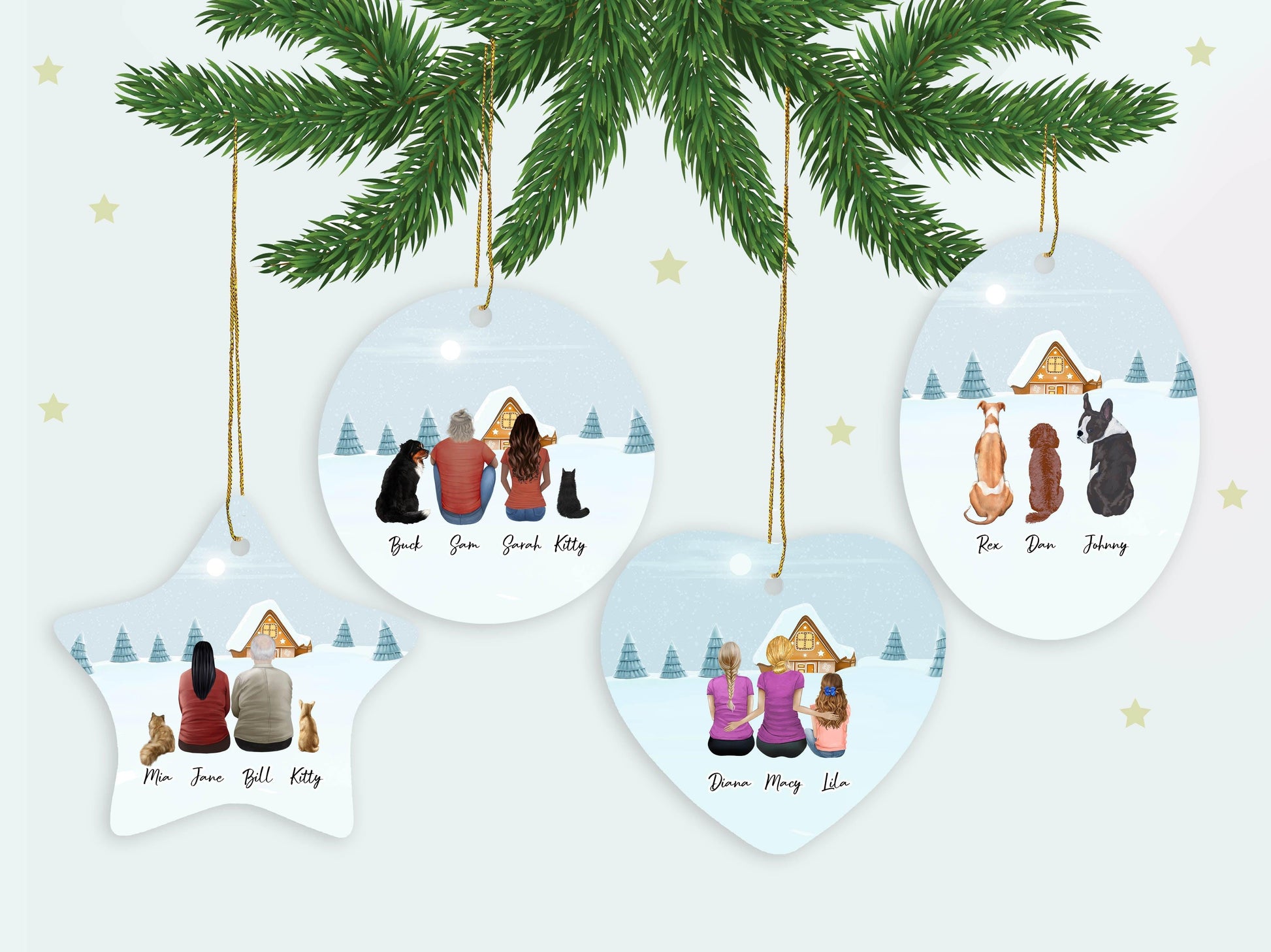 Holiday Star Ornament - Personalized Pet & Owner