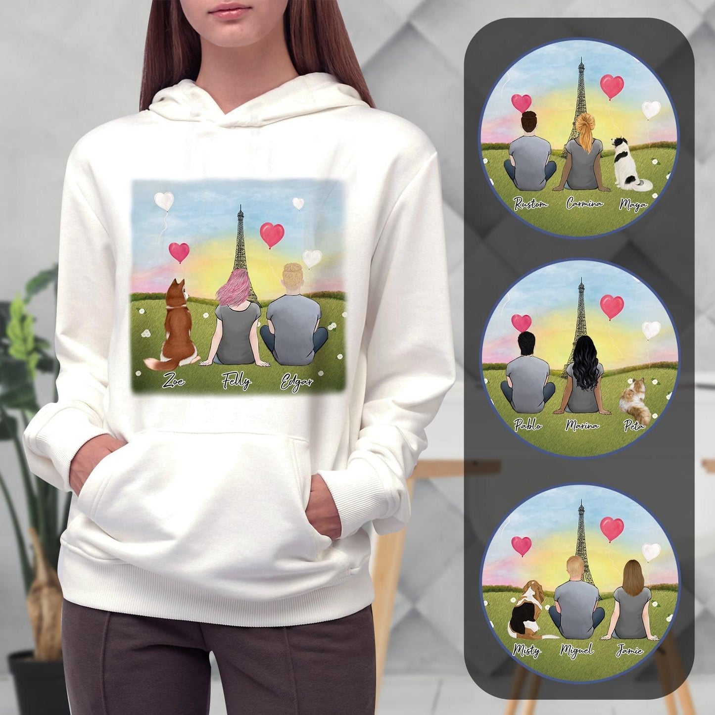 Paris Personalized Pet & Owner Hoodies