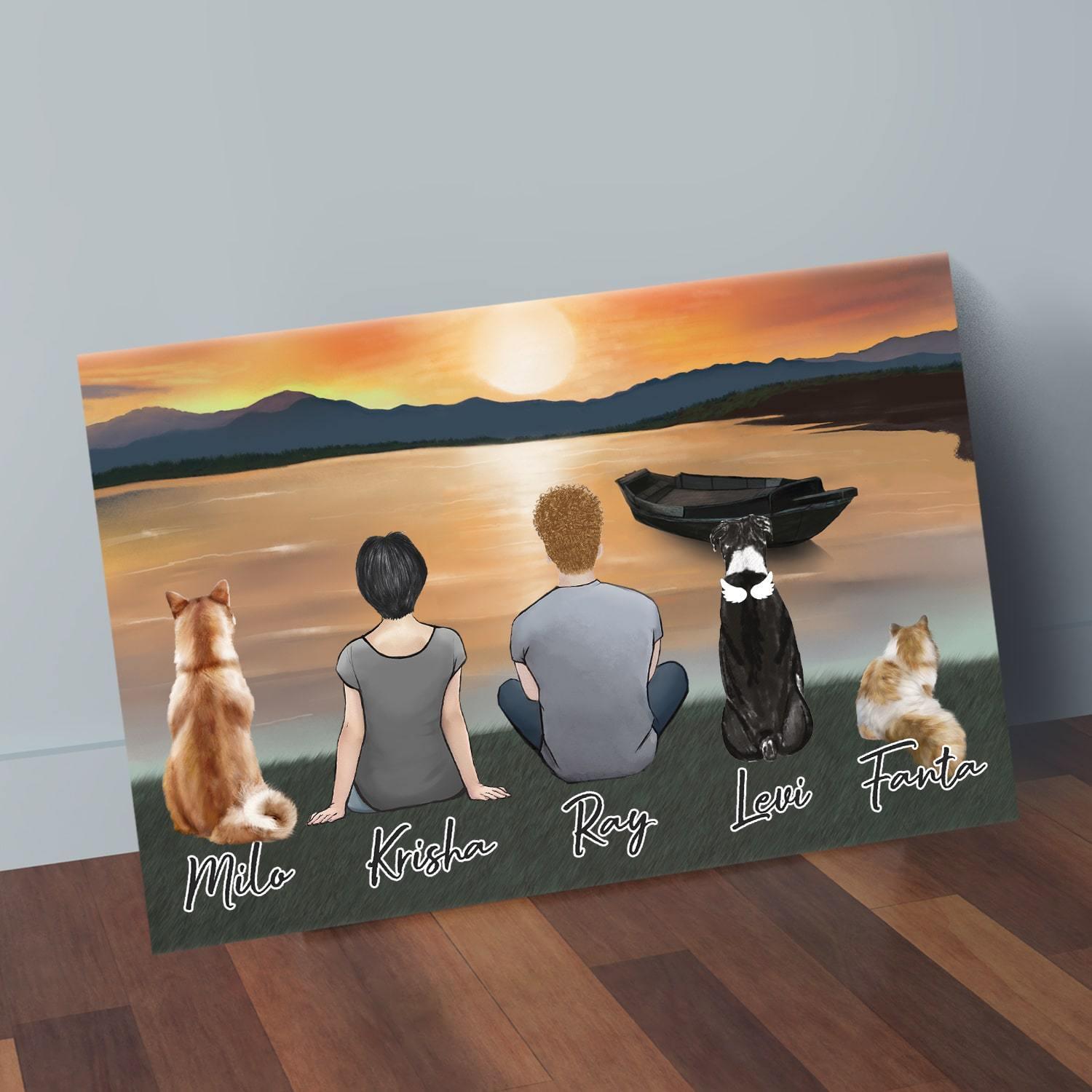 Sunset Personalized Pet & Owner Wrapped Canvas