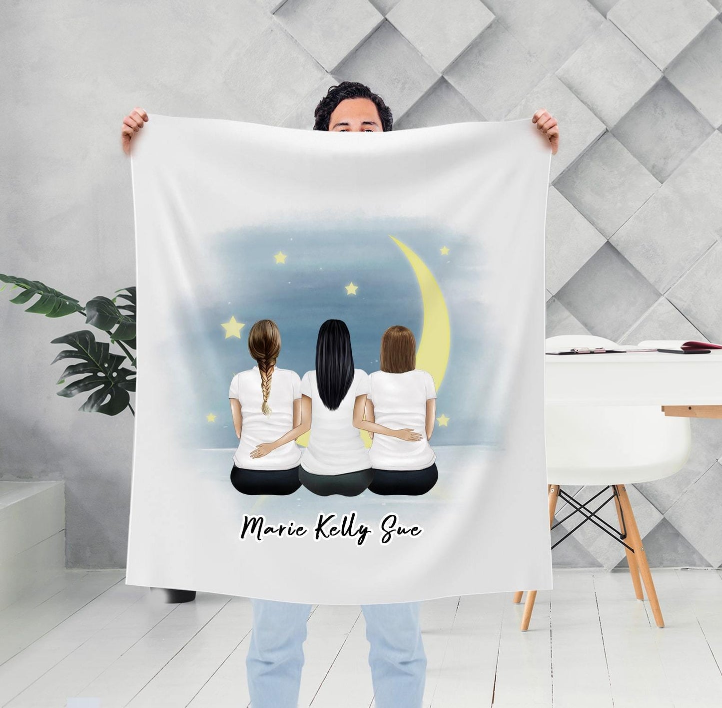 The Moon Personalized Best Friend Sister Blanket