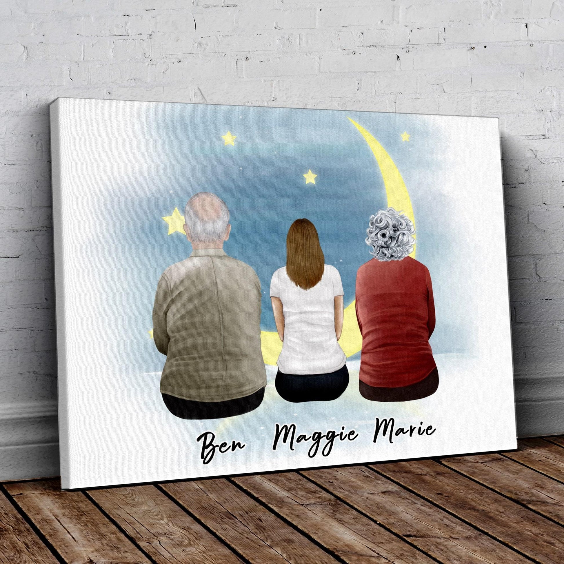 The Moon Personalized Family Wrapped Canvas