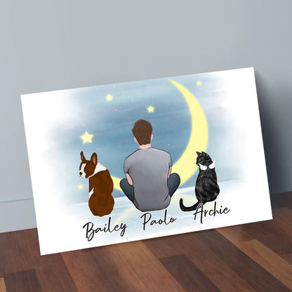 The Moon Personalized Pet & Owner Wrapped Canvas