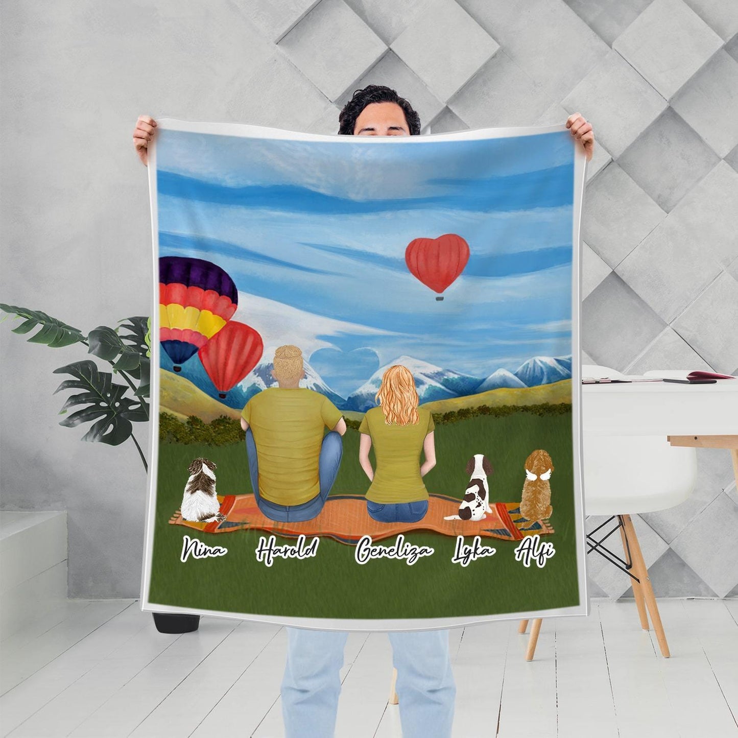 Valentine Day Personalized Pet & Owner Blanket - Custom Printed