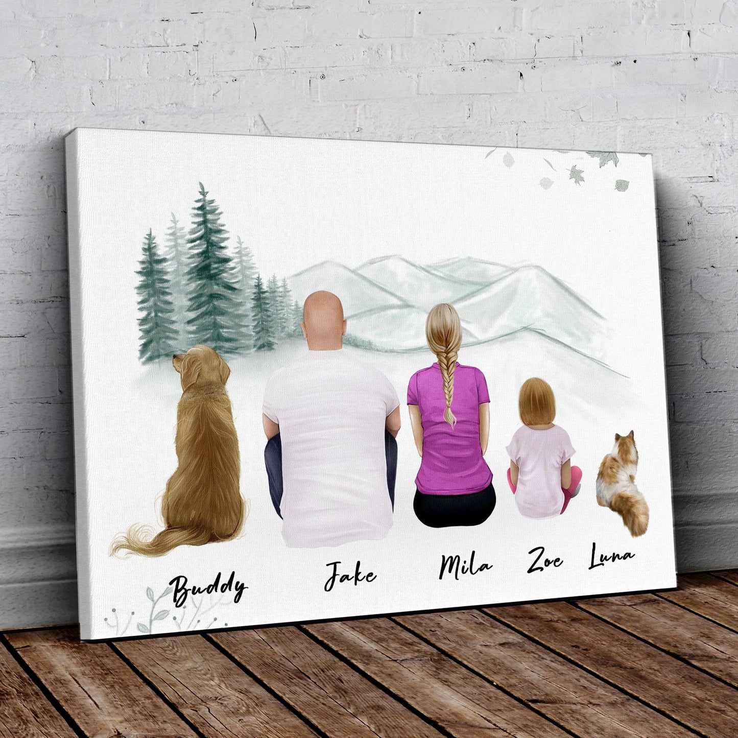 White Mountains Personalized Family Wrapped Canvas
